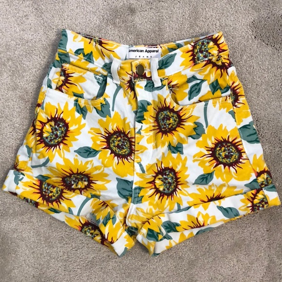 American Apparel Pants - American Apparel High Waisted Sunflower Shorts